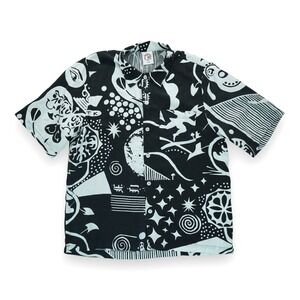 Polar Skate Co. T.K  Art  Men's Shirt  All Over Print Short Sleeve Button‎ Up L